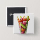 Ruwe groenteschudden vierkante button 5,1 cm (Voorkant /achterkant)