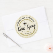 Ruwe honinglabel met vliegende gele bij ronde sticker (Envelop)