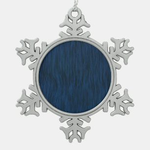Ruwe houtnerf look achtergrond diepblauw tin sneeuwvlok ornament