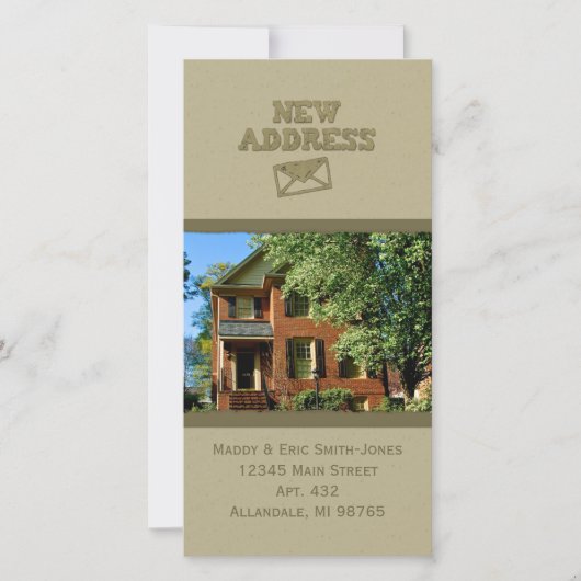 Ruwe Khaki Groen Nieuwe Adres Kaarten met Eigen Fo (Voorkant)