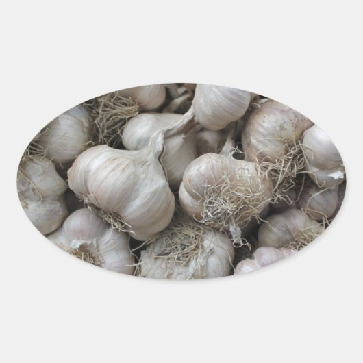 Ruwe knoflook voor gezonde voeding ovale sticker (Voorkant)