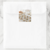Ruwe koekjes op bakbakbak vierkante sticker (Tas)