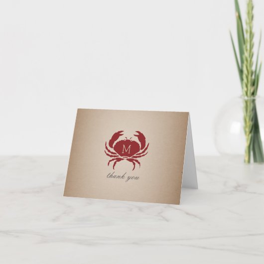 Ruwe Krab Monogram Karton Geïnspireerde Bedankkaar Bedankkaart (Voorkant)