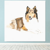 Ruwe, Langharige Collie Canvas Afdruk (Insitu (Houten vloer))