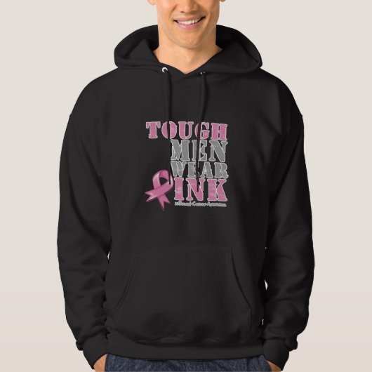 Ruwe Mannen Draag Roze Hoodie (Voorkant)