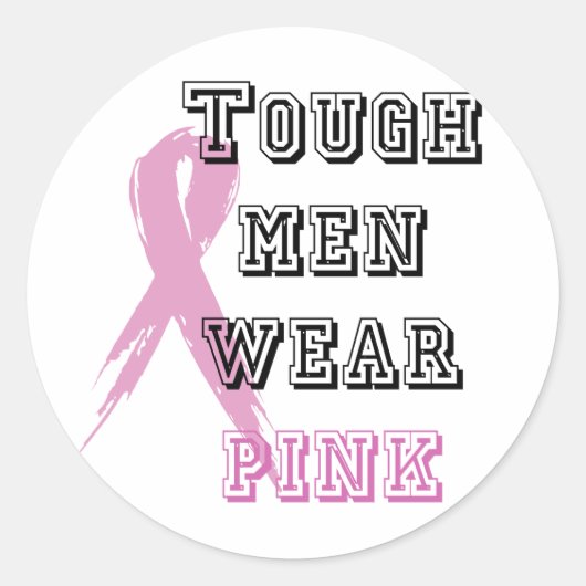 Ruwe mannen draag roze ronde sticker (Voorkant)