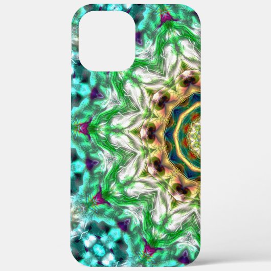 Ruwe metalen aqua blauw en groene textuur mandala Case-Mate iPhone case (Achterkant)