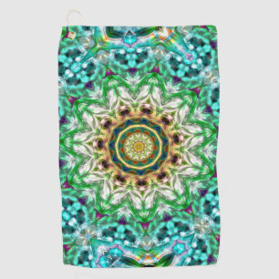 Ruwe metalen aqua blauw en groene textuur mandala golfhanddoek