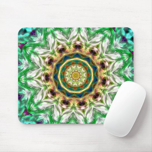 Ruwe metalen aqua blauw en groene textuur mandala muismat (Met muis)