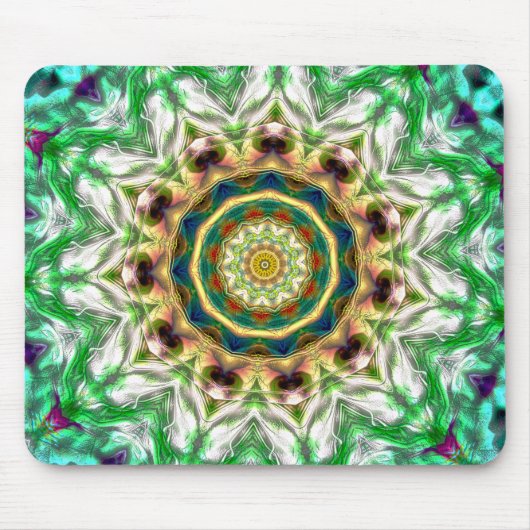 Ruwe metalen aqua blauw en groene textuur mandala muismat (Voorkant)