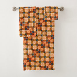 Ruwe oranje schaakdelen die nieuwe vierkante vorme bad handdoek