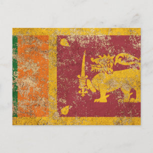 Ruwe ouderwetse Sri Lanka vlag Briefkaart