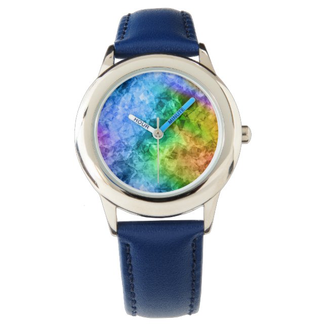 Ruwe pacock Blue textuur Horloge (Voorkant)