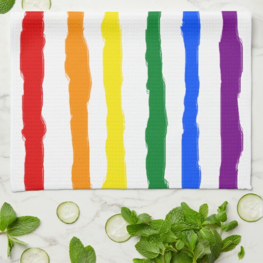 Ruwe regenboogstrepen op aangepaste kleur theedoek (Gevouwen)