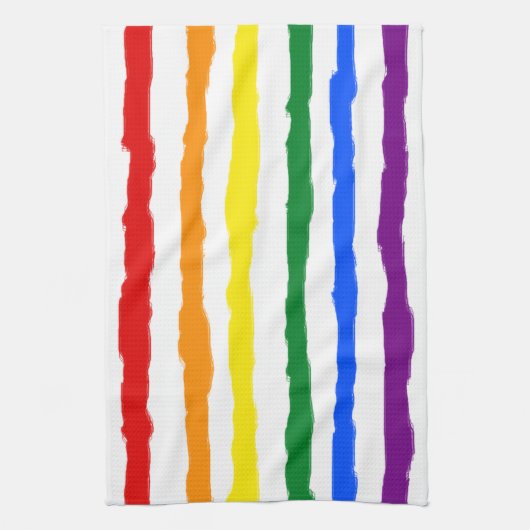 Ruwe regenboogstrepen op aangepaste kleur theedoek (Verticaal)