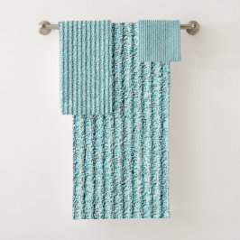 Ruwe ribbelstrepen in helder aqua bad handdoek