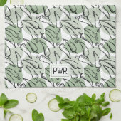 Ruwe Schets Chili Peppers op groen Theedoek (Gevouwen)