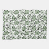 Ruwe Schets Chili Peppers op groen Theedoek (Horizontaal)