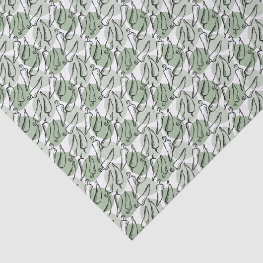 Ruwe Schets Chili Peppers op groen Tissuepapier (Detail)