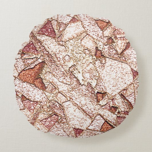 Ruwe steen in roombruin rond kussen (Voorkant)