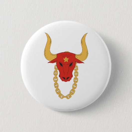 Ruwe stier | Bull | OX Ronde Button 5,7 Cm (Voorkant)