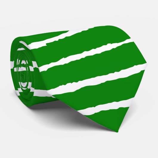 Ruwe strepen - groen op wit stropdas (Opgerold)