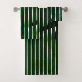 Ruwe strepen over een groen gekleurd abstract ontw bad handdoek