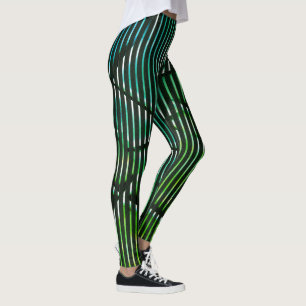 Ruwe strepen over een groen gekleurd abstract ontw leggings