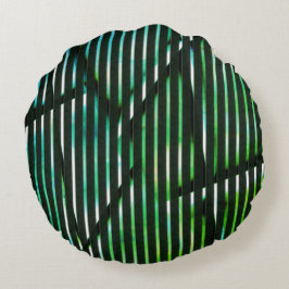 Ruwe strepen over een groen gekleurd abstract ontw rond kussen