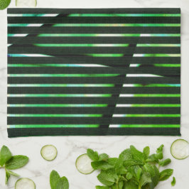 Ruwe strepen over een groen gekleurd abstract ontw theedoek