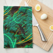 Ruwe textuur donkergroene cyaan met bruine kraters theedoek (Quarter Fold)