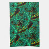 Ruwe textuur donkergroene cyaan met bruine kraters theedoek (Verticaal)