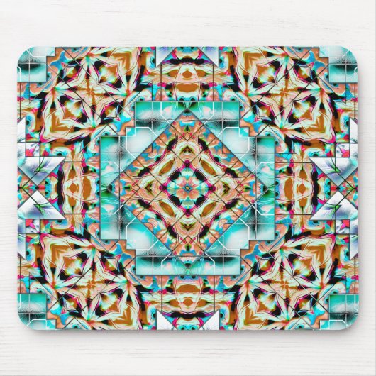 Ruwe textuurmix met zilverborden, kaleidoscoop muismat (Voorkant)