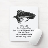 Ruwe Trout original mixt media fly tying art. Muismat (Met muis)