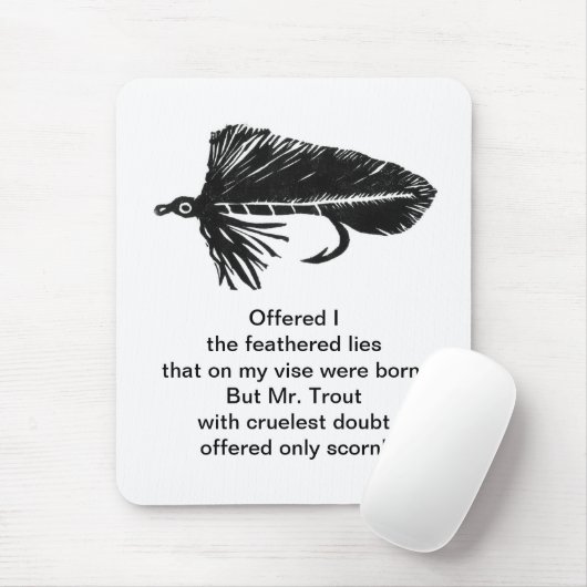 Ruwe Trout original mixt media fly tying art. Muismat (Met muis)