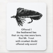 Ruwe Trout original mixt media fly tying art. Muismat (Voorkant)