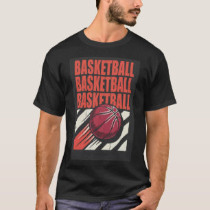 Ruwe USA-basketbalesthetiek op zwart T-shirt
