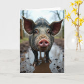 Ruwe Varkens Vaderdag Kaart (Gele Bloem)