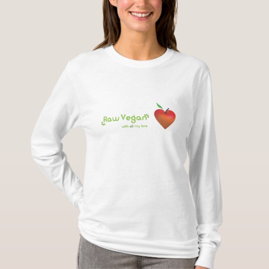 Ruwe vegan met al mijn liefde (rood appelhart) t-shirt (Voorkant)