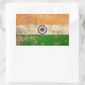 Ruwe verouderde Indiase vlag Rechthoekige Sticker (Tas)