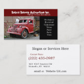 Ruwe voorkant oude reparatieschop voor vrachtwagen visitekaartje (Voorkant / Achterkant)