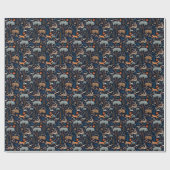 Ruwe waterverf bosdieren bomen Kerstmis Cadeaupapier (Vlak)