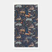 Ruwe waterverf bosdieren bomen Kerstmis Servet (Voorkant)