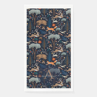 Ruwe waterverf bosdieren bomen Kerstmis Servet