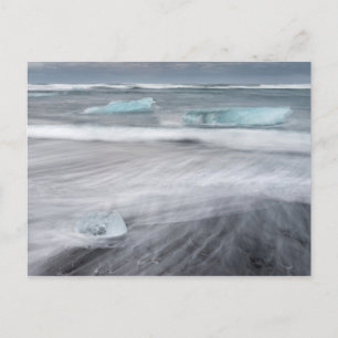 Ruwe zee met ijs, IJsland Briefkaart