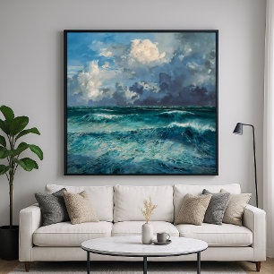 Ruwe Zeeen - Impressionisme Stijl Zeegezicht Kunst Poster