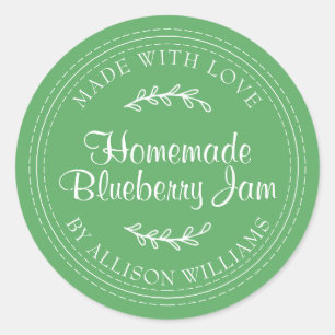 Ruwe zelfgemaakte bosbessenjam Kan levendig groen Ronde Sticker