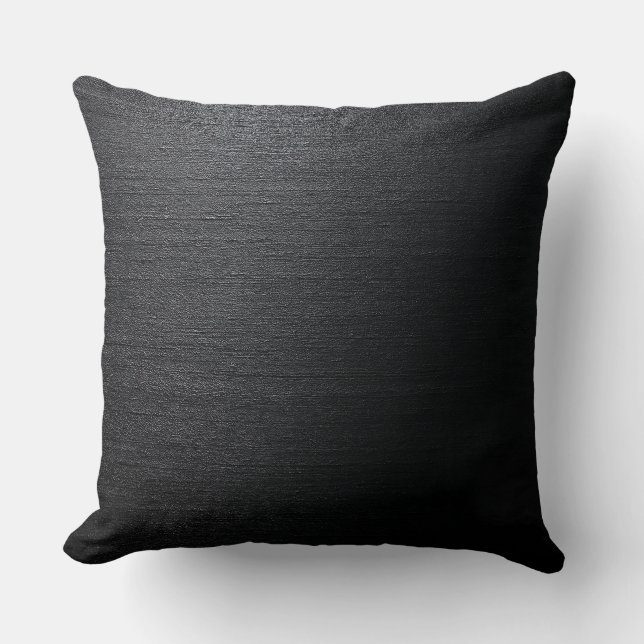 Ruwe zijde dupioni textuur in diepe zwarte kleur kussen (Voorkant)