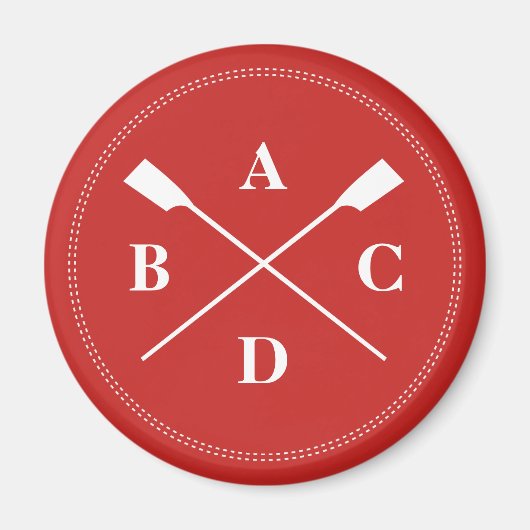 Ruwen initialen oars monogram rood magneet (Voorkant)