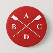 Ruwen van de eierstokken monogram rood ronde button 7,6 cm (Voorkant)